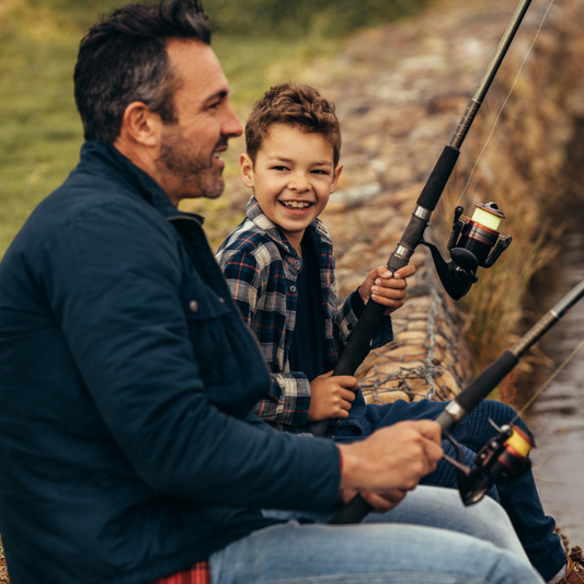 dad and son fishing