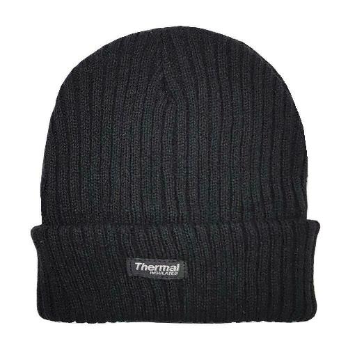 Adults Knitted Ribbed Insulated Beanie Hat-0