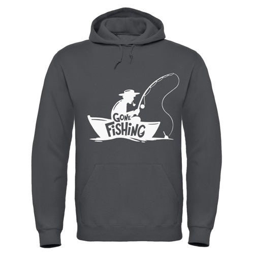 "Gone Fishing" Hoodie Grey