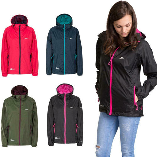 Trespass Qikpac Ladies Waterproof Hooded Jacket With Packaway Pouch-0