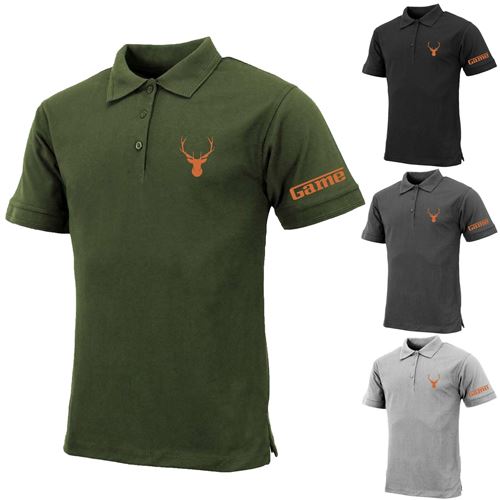 Mens Premium Polo Shirt with Stag & Game Logo Printing-0